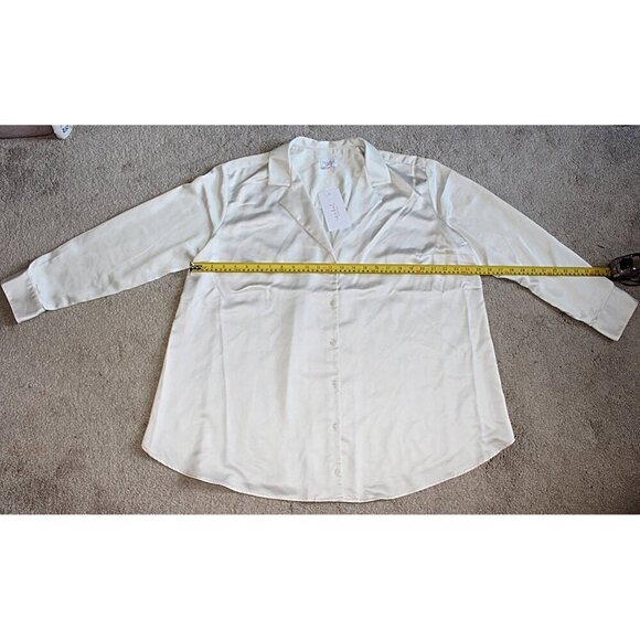 New w/Tags - Isabel Maternity White Satin Shirt, XXL - Picture 9 of 10